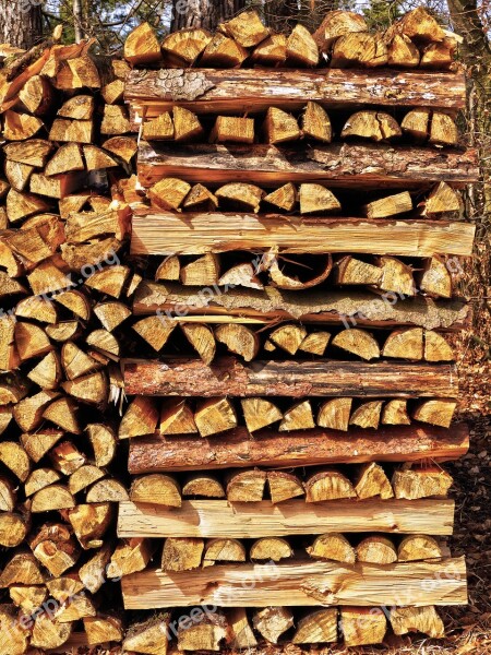 Strains Firewood Stacked Wood For The Fireplace Pile